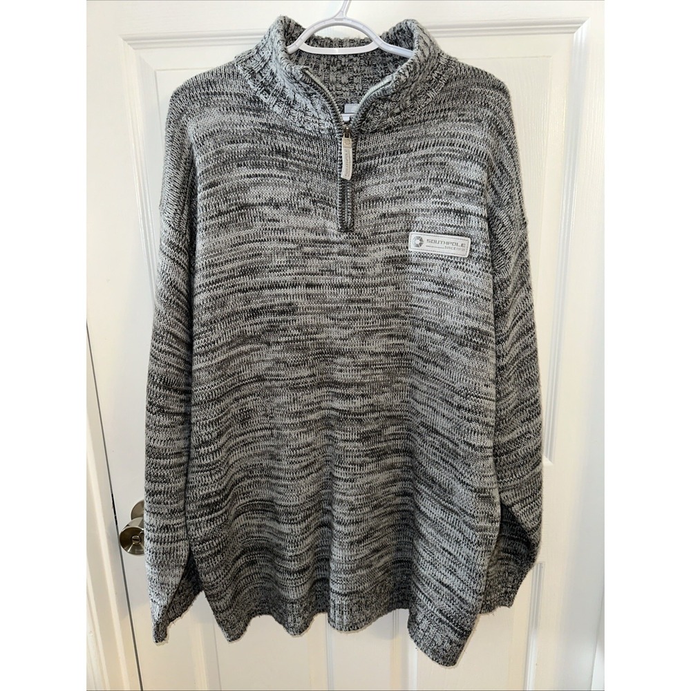 VTG Y2K South Pole Y2k Sweater Mens XL Gray 1/4 Zip